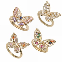 Mode Schmetterling Kupfer Ringe Tiere Mikro-Inlay Zirkon Kupfer Ringe