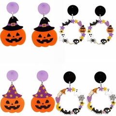 Women'S Men'S Fashion Halloween Pattern Pumpkin Acrylic Earrings Pattern No Inlaid Drop Earrings