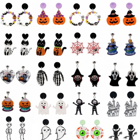 Frau Paar Männer Mode Halloween-Muster Acryl Ohrringe Keine Intarsien Drop Ohrringe's discount tags