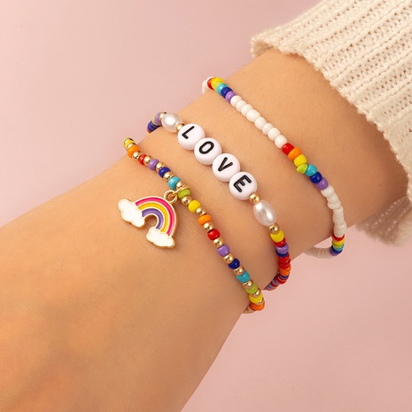 Fashion Beach Letter Rainbow Plastic/Resin Beads Bracelets's discount tags