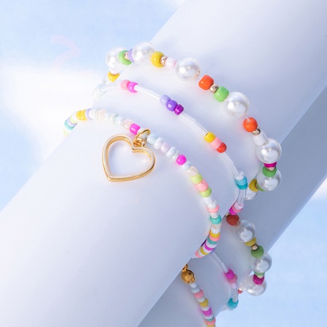 Mode Süss Geometrisch Herz Glas Perlen Armbänder's discount tags
