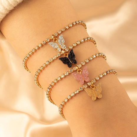 Elegant Fashion Geometric Butterfly Metal Artificial Rhinestones Bracelets's discount tags