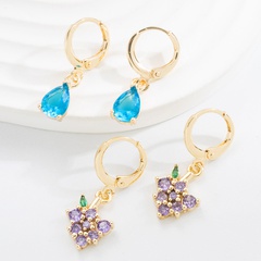 Women'S Fashion Water Drop Copper Earrings Zircon Drop Earrings