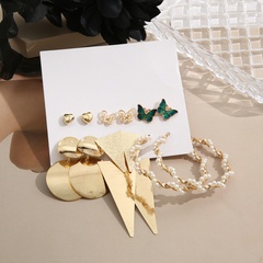 Women'S Fashion Geometric Heart shape Alloy Earrings Inlaid Pearls Pearl Drop Earrings