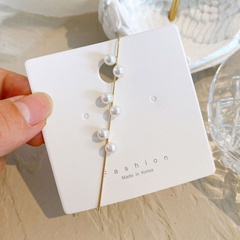 Frau Mode Linien Legierung Ohr haken Eingelegte Perlen Perlen Clip & Manschette Ohrringe