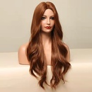 Damen goldenes langes lockiges Haar teilweise groe Wellen percken chemische Faser lange Haare Kopf bedeckung wigpicture5