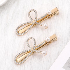 Women'S Fashion Bow Knot Alloy Hair Accessories Diamond Artificial Rhinestones Hair Clip 1 Set