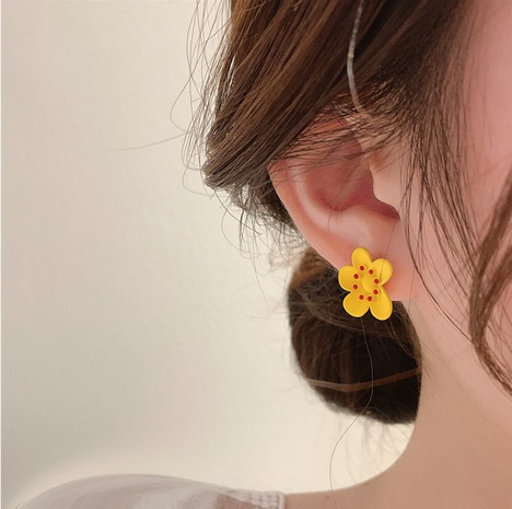 Sweet Flower Alloy Spray Paint No Inlaid Ear Studs 1 Set's discount tags