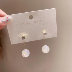 Women'S Fashion Sweet Geometric Imitation Pearl Copper Earrings Plating Zircon Stud Earrings