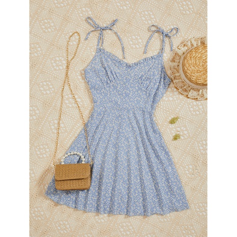 Female Casual Fashion Commute Ditsy Floral Polyester Floral Straps Strap Dress Floral Dress Above Knee Dresses's discount tags