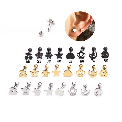 Women'S Simple Style Star Heart Crown Metal Ear Studs Plating No Inlaid's discount tags