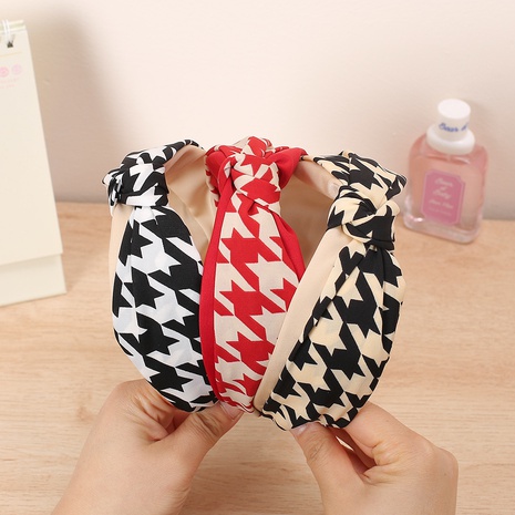 Women'S Fashion Houndstooth Cloth Hair Accessories Hair Band's discount tags