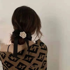 Women'S Retro Camellia Flower Cloth Hair Accessories Handmade Hair Tie