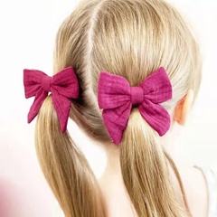 Enfants Mignon Mode Style Simple Couleur Unie Noeud D'Arc Lin Accessoires Pour Cheveux Pince À Cheveux