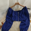 WomenS Casual Solid Color Polyester Zipper Wrap Crop Top Blousespicture8