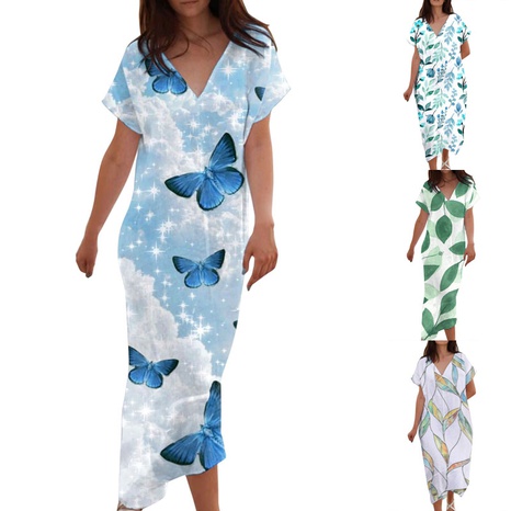 Female Casual Fashion Printing Gradient Color Printing Regular Dress Dresses's discount tags