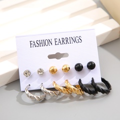Women'S Fashion Simple Style Geometric Alloy Earrings Plating Artificial Rhinestones Stud Earrings 1 Set