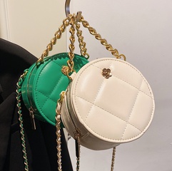 Women'S Fashion Solid Color Rhombus Round Zipper Rhombus Chain Bag Pu Leather Shoulder Bags