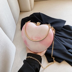 Women'S Fashion Heart Chain Square Buckle Handbag Pu Leather Shoulder Bags