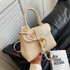 Frau Basic Mode Einfarbig Quadrat Schnalle Handtasche Umhängetasche Pu-Leder Schulter Taschen
