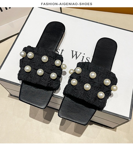 Mujeres Casual Color Sólido Perlas Zapatillas De Diapositivas Zapatos planos's discount tags