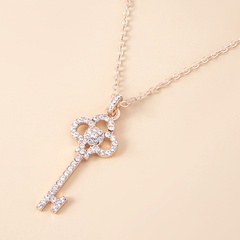 Fashion Heart Key Lock Alloy Plating Diamond Alloy Necklace