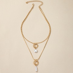 Simple Style Geometric Alloy Plating Inlay Pearl Necklace