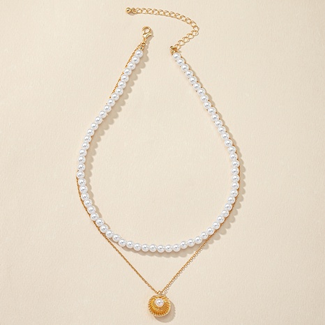 Fashion Shell Alloy Inlay Pearl Necklace's discount tags