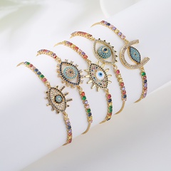 Women'S Fashion Devil'S Eye Copper Bracelets Inlaid Zircon Zircon Copper Bracelets