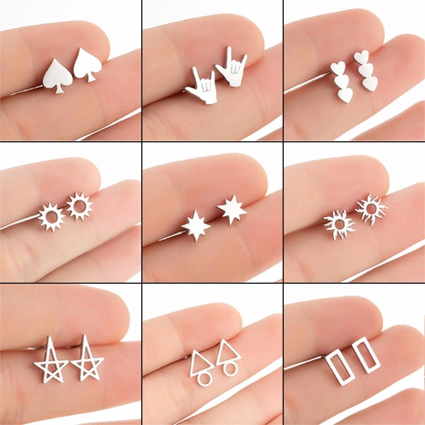 Women'S Simple Style Geometric Heart Stainless Steel No Inlaid Ear Studs Stainless Steel Earrings's discount tags