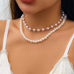 Women'S Fashion Simple Style Geometric Imitation Pearl Alloy Necklace