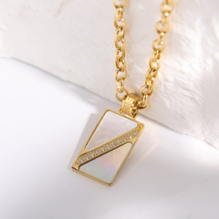 Femmes Style Simple Rectangle Acier Inoxydable Coquille Collier Plaqué Or Coquillage Incrusté Acier inoxydable Colliers