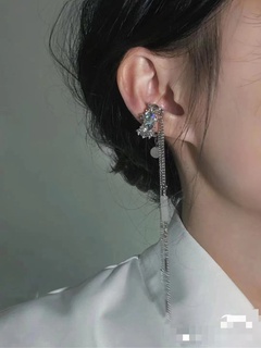Women'S Cute Geometric Tassel Alloy Artificial Rhinestones Earrings Clip&Cuff Earrings