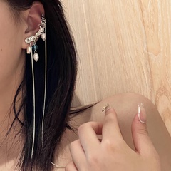 Women'S Fashion Sweet Geometric Tassel Alloy Artificial Gemstones Artificial Pearls Earrings Plating Clip&Cuff Earrings