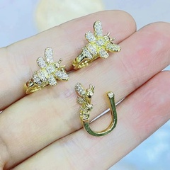 Women'S Cute Bee Metal Zircon Earrings Plating Clip&Cuff Earrings