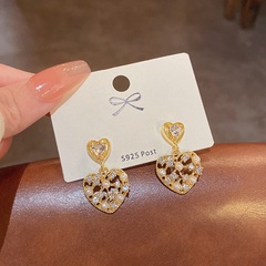 Women'S Sweet Heart Imitation Pearl Alloy Rhinestones Ear Studs Diamond Drop Earrings