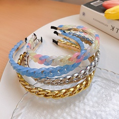 Korean Retro Geometric Chain Headband Korean Versatile Multi-Color Transparent Resin Headband Girl Candy Headband