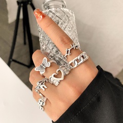 Retro Ring Love Butterfly 6-Piece Set Korean Style Normcore Ring Ornament Internet Celebrity Same Style Street Racket Jewelry Wholesale