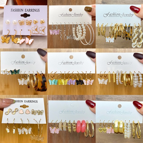 Unisex Mode Geometrisch Schmetterling Legierung Künstliche Perlen Ohrringe Drop Ohrringe's discount tags
