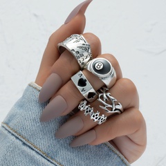 Punk Hip Hop Ring 5-Piece Set Europe and America Cross Border Fashion New Table Tennis Index Finger Ring Set Hzs2119