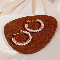 Frau Retro Einfacher Stil Geometrisch Legierung Künstliche Perlen Ohrringe Metall Hoop Ohrringe