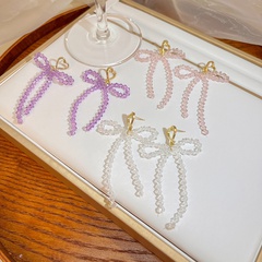 Women'S Fashion Simple Style Bow Knot Alloy Glass/Colored Glaze Earrings Tassel Drop Earrings