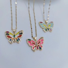 Women'S Retro Fashion Butterfly Titanium Steel Necklace Dripping Oil Stainless Steel Necklaces
