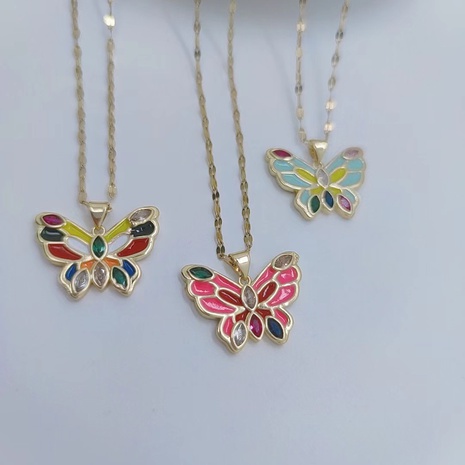 Women'S Retro Fashion Butterfly Titanium Steel Necklace Dripping Oil Stainless Steel Necklaces's discount tags