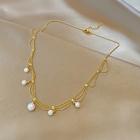 Elegant Geometric Alloy Artificial Pearls Necklace's discount tags