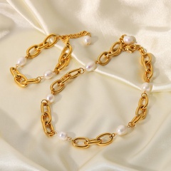 Women'S Fashion Simple Style Geometric Stainless Steel Artificial Pearls Bracelets