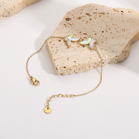 Bracelets incrustés en acier inoxydable papillon de style simple pour femmes's discount tags