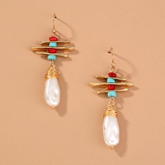 Classical Geometric Imitation Pearl Alloy Inlay Beads Earrings 1 Piece