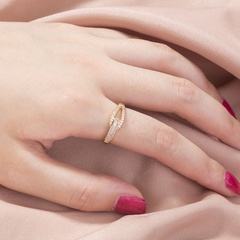 Fashion Geometric Copper Open Ring Inlaid Zircon Copper Rings 1 Piece