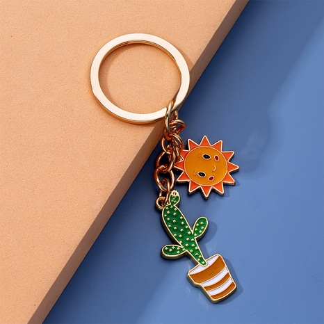 Cute Cactus Sunflower Alloy Dripping Oil No Inlaid Key Chains's discount tags